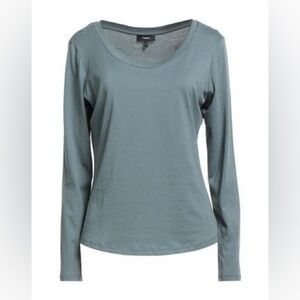 Theory Tiny Tee Long Sleeved Layering T Shirt Heathered Green 100% cotton Size M